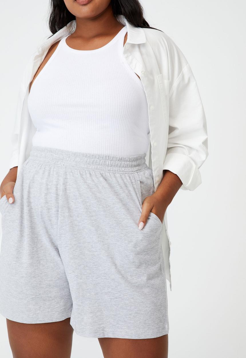 Cotton On - Curve courtside jersey short - soft grey marle