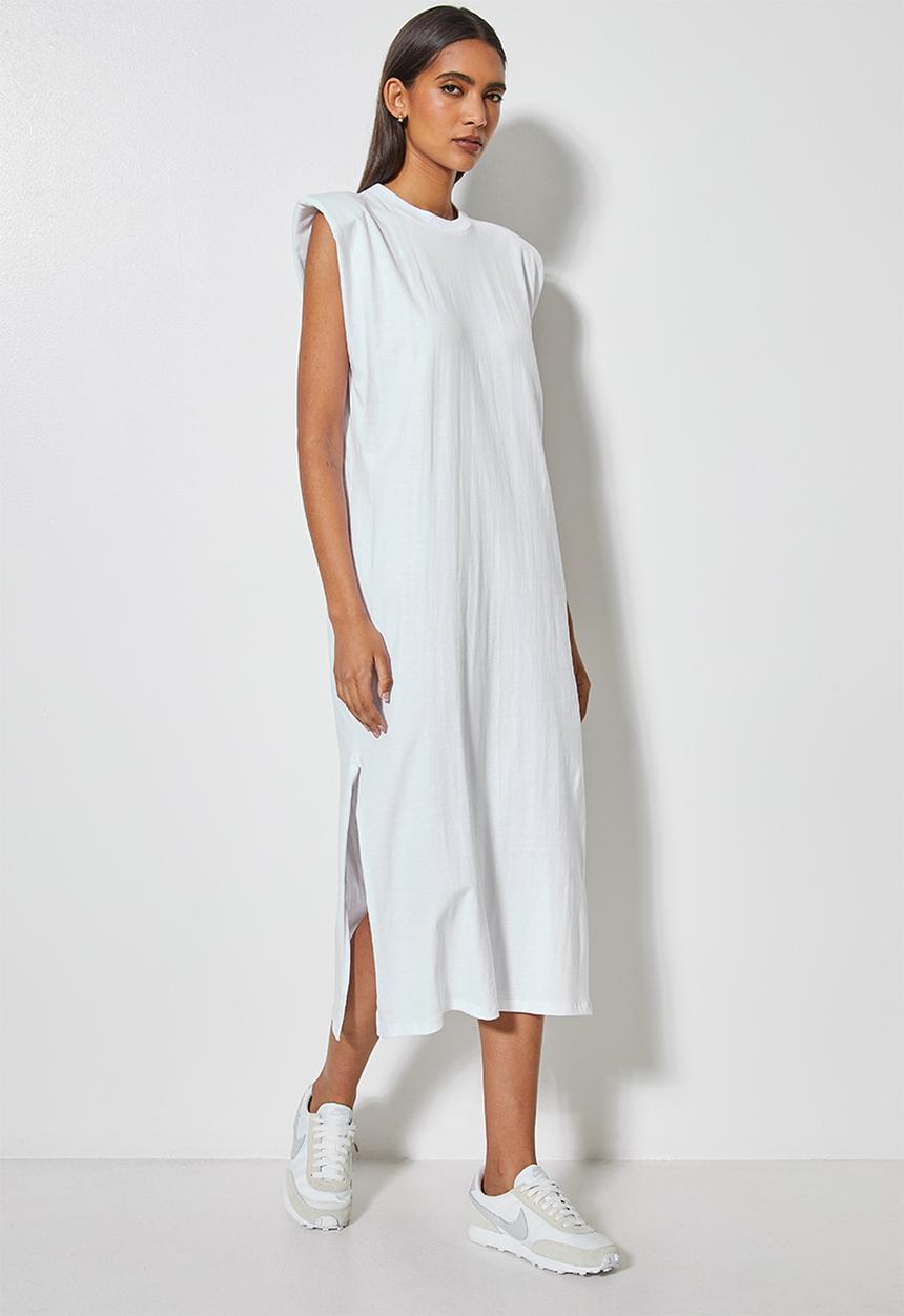 Superbalist - Shoulder pad colomn dress - white