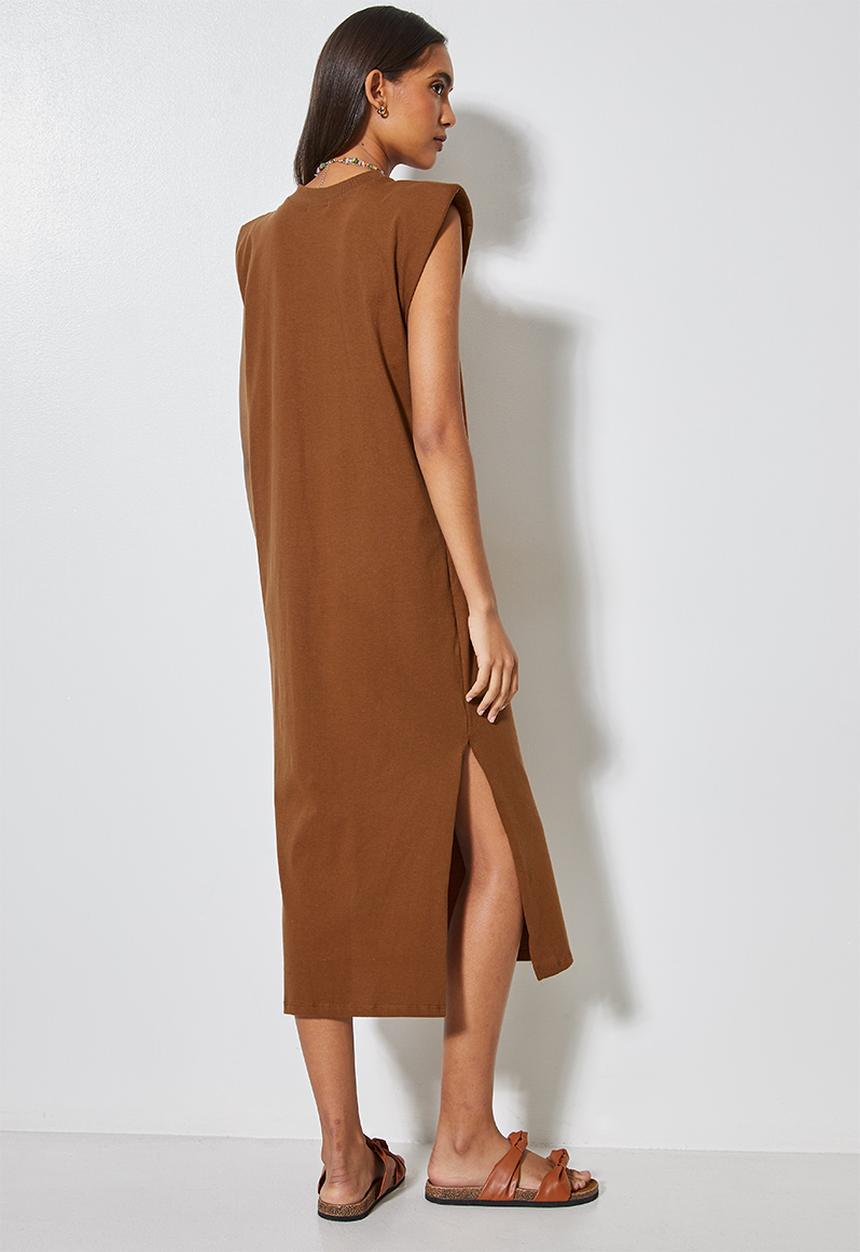 Superbalist - Shoulder pad colomn dress - tortoise shell