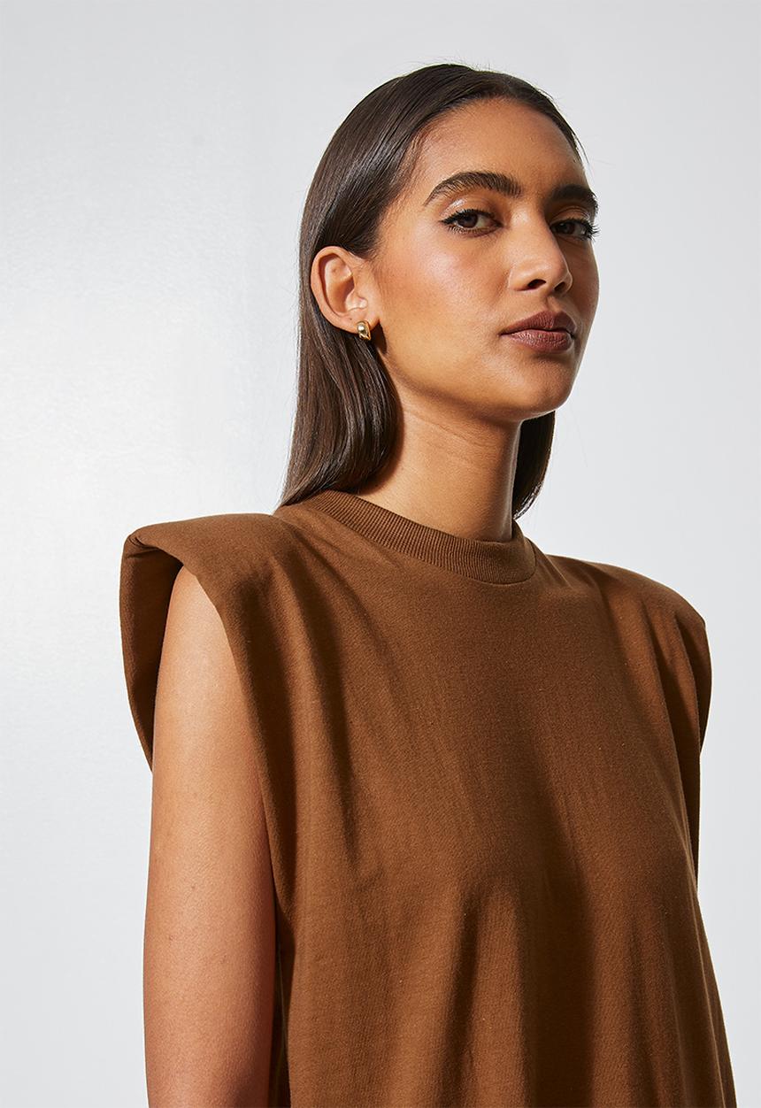 Superbalist - Shoulder pad colomn dress - tortoise shell