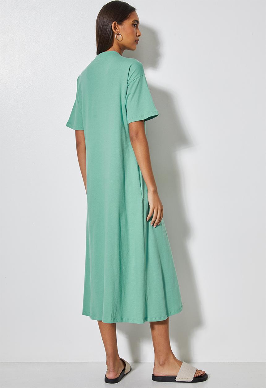 Superbalist - Trapeze t-shirt dress with pockets - beryl green