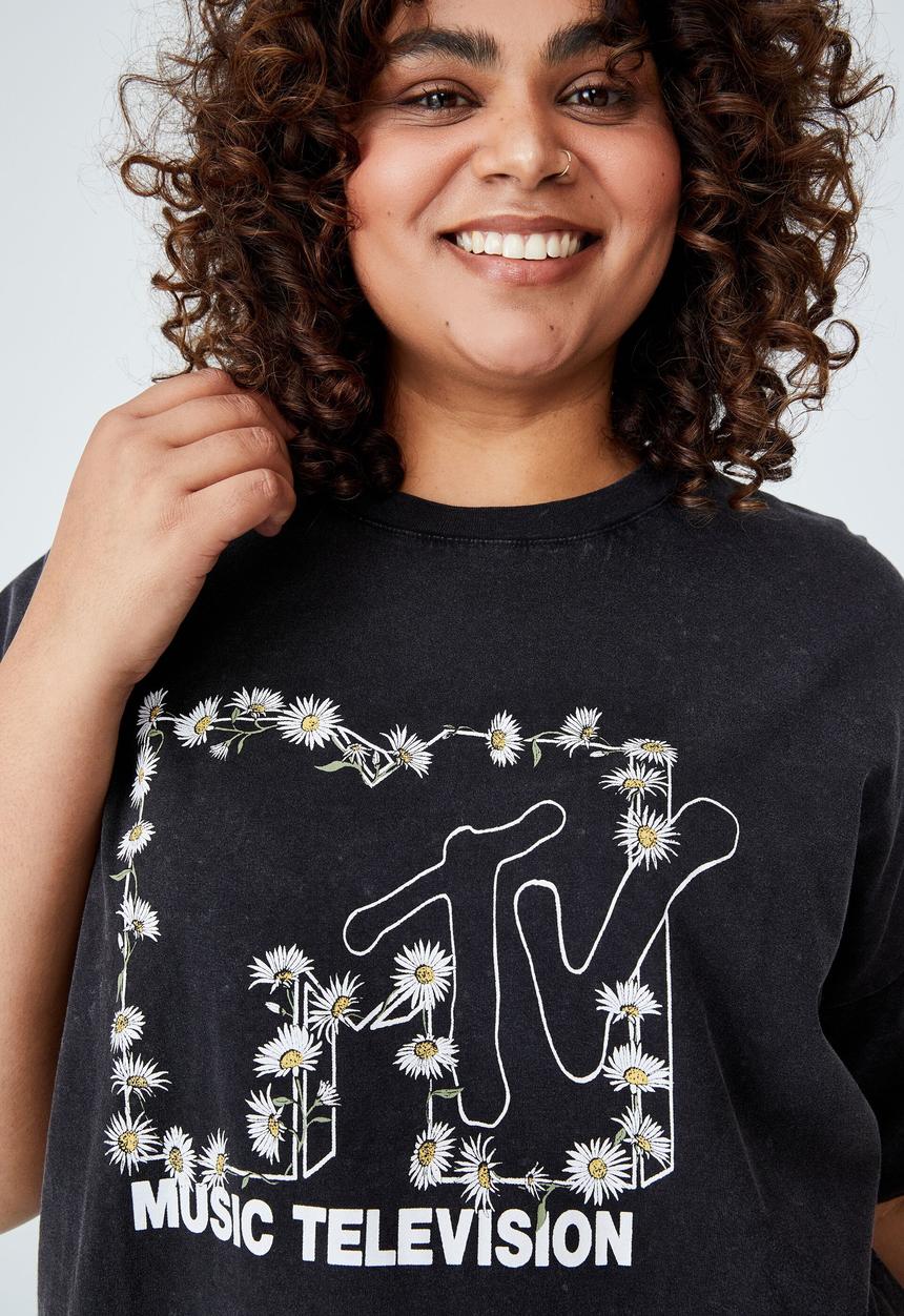 Cotton On - Curve oversized license graphic tee - black