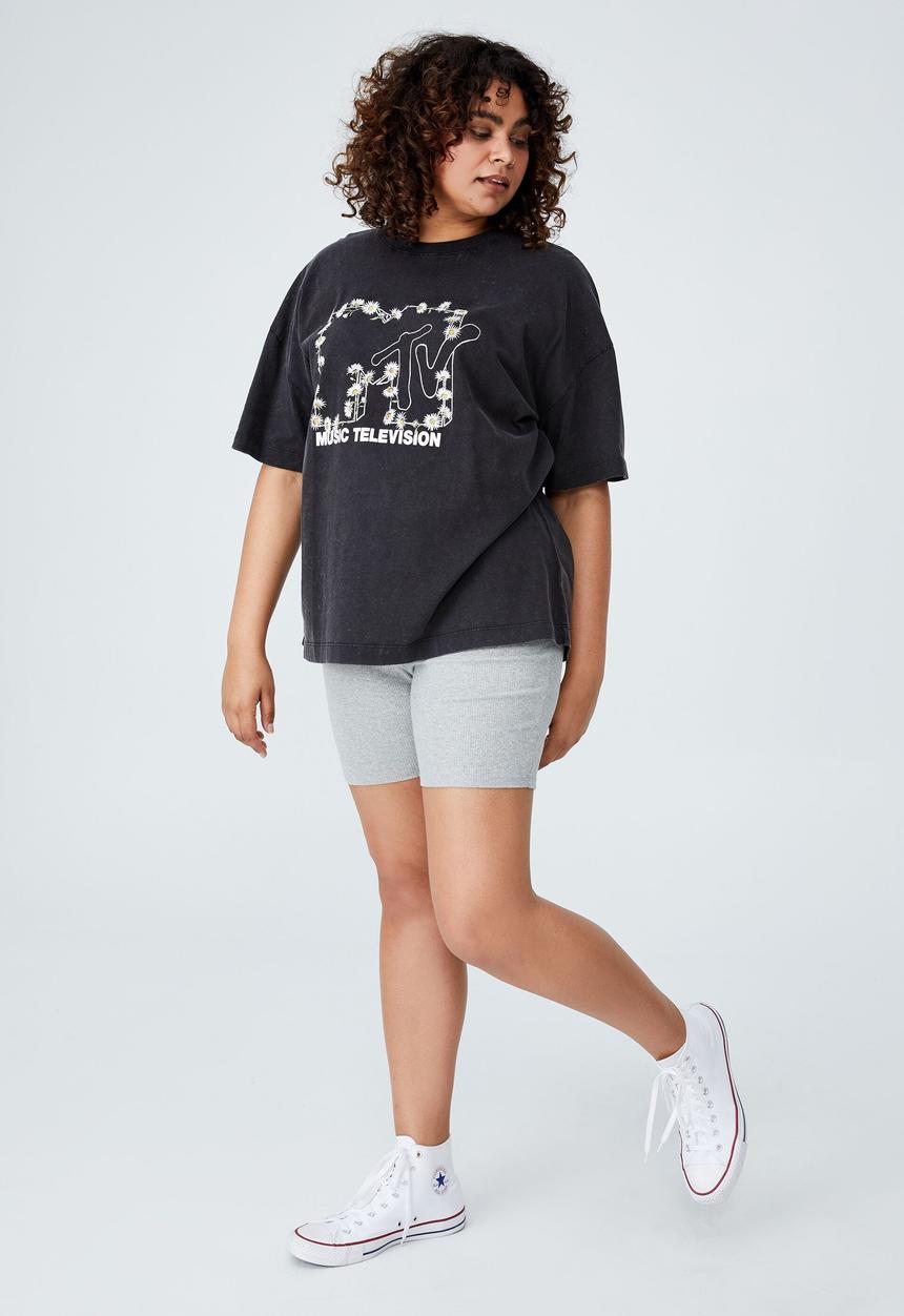 Cotton On - Curve oversized license graphic tee - black
