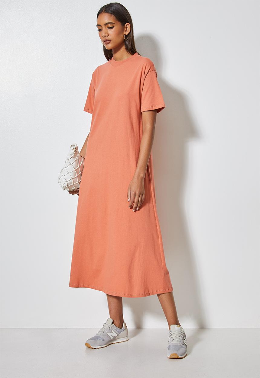 Superbalist - Trapeze t-shirt dress with pockets - copper coin