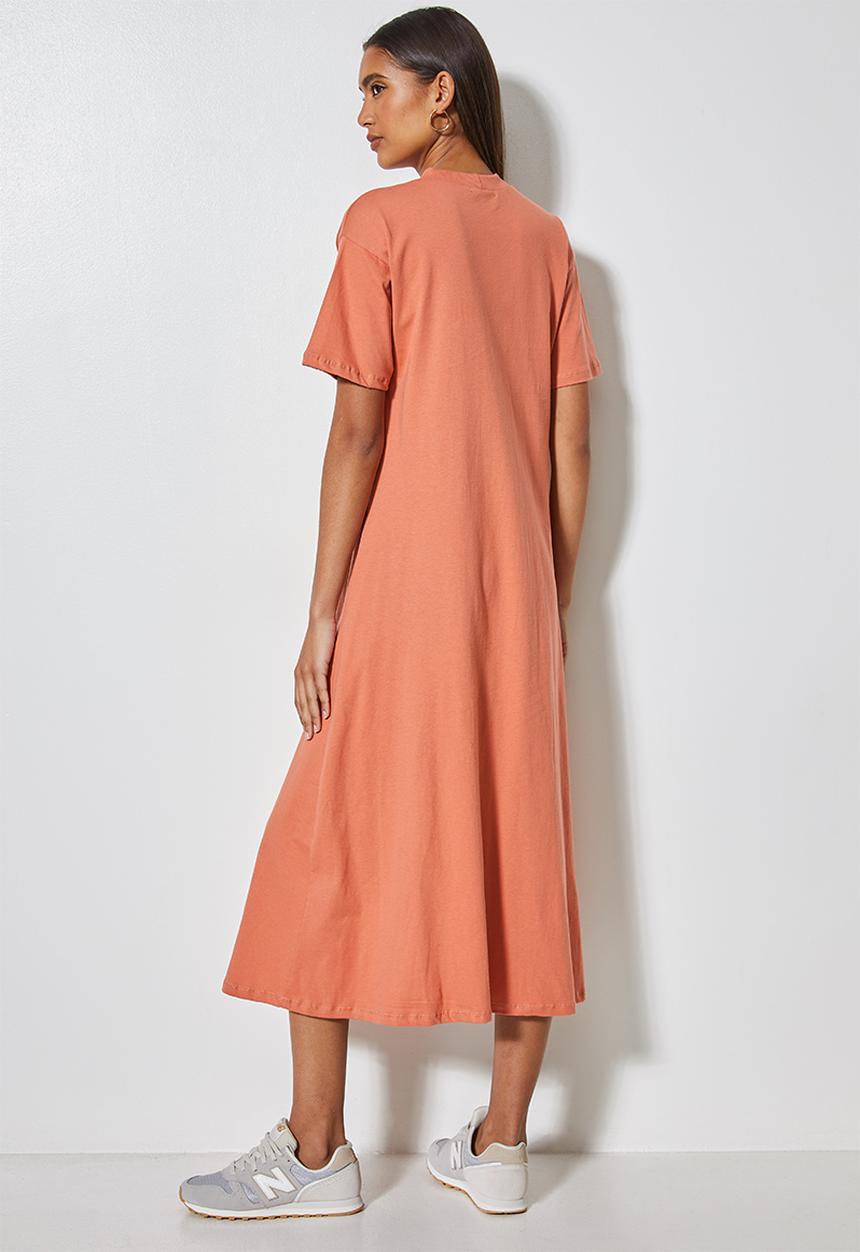 Superbalist - Trapeze t-shirt dress with pockets - copper coin