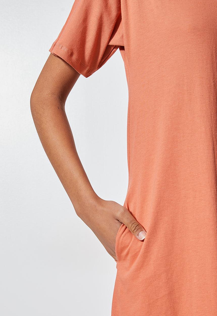 Superbalist - Trapeze t-shirt dress with pockets - copper coin