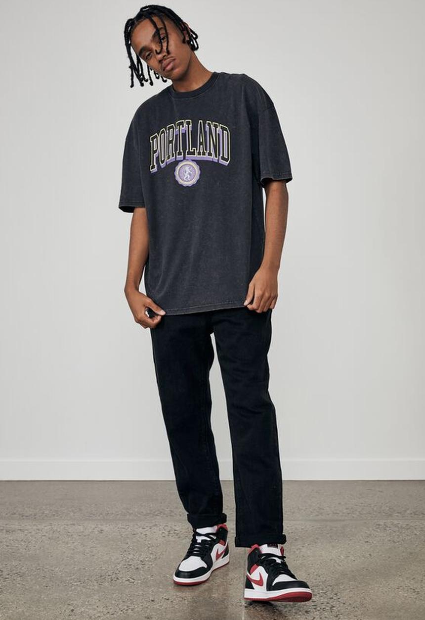 Factorie - Oversized graphic T-shirt - black