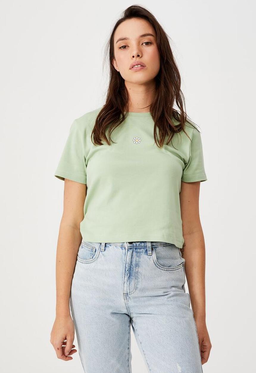 Cotton On - Smiley flower tee-  cool mint