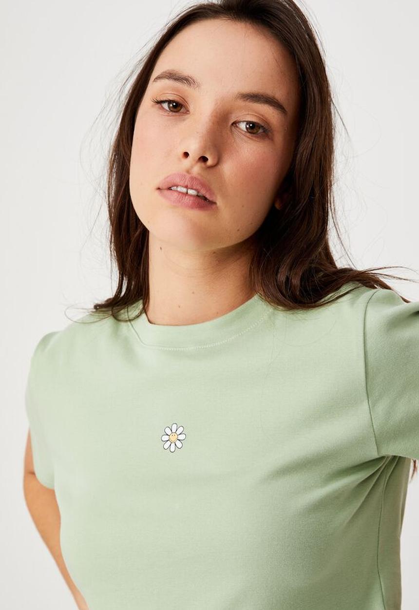 Cotton On - Smiley flower tee-  cool mint