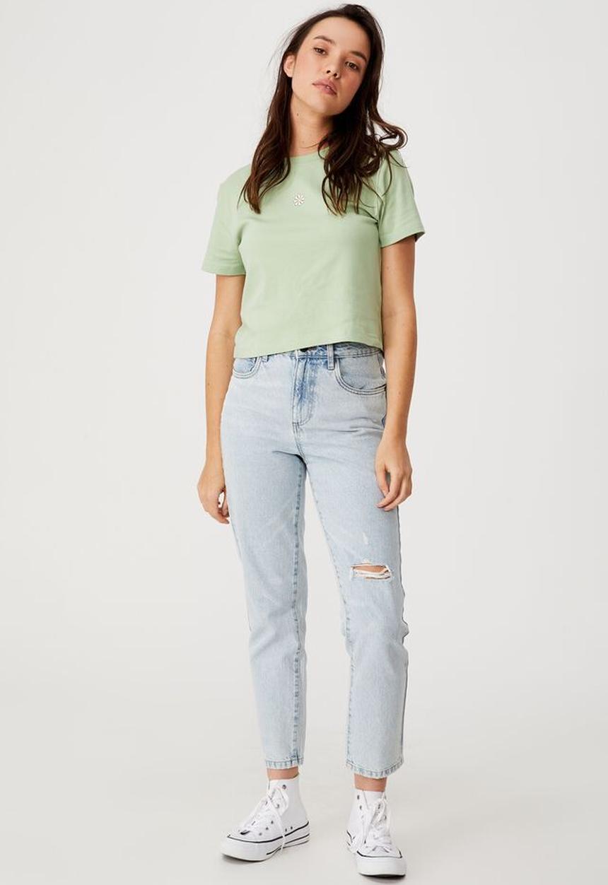 Cotton On - Smiley flower tee-  cool mint