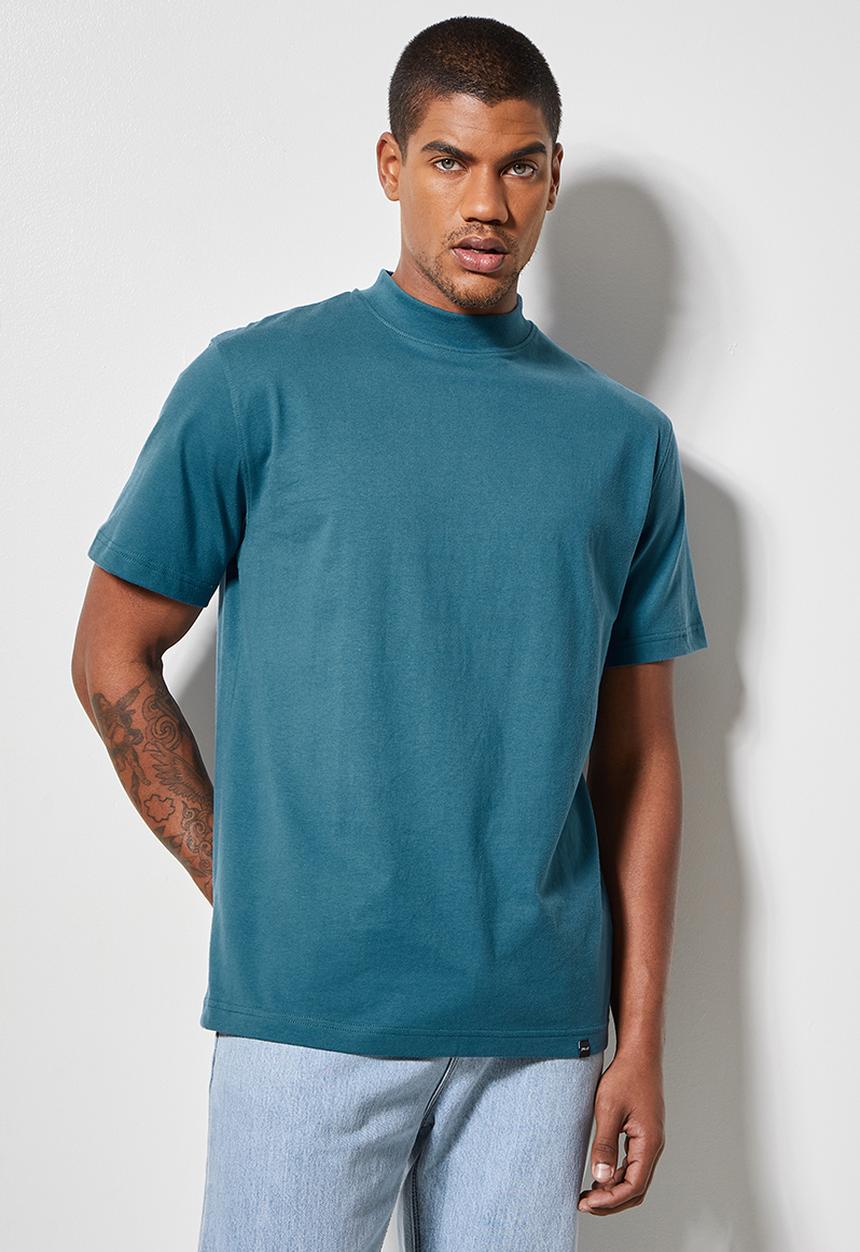 Superbalist - Aaron organic high neck tee - blue