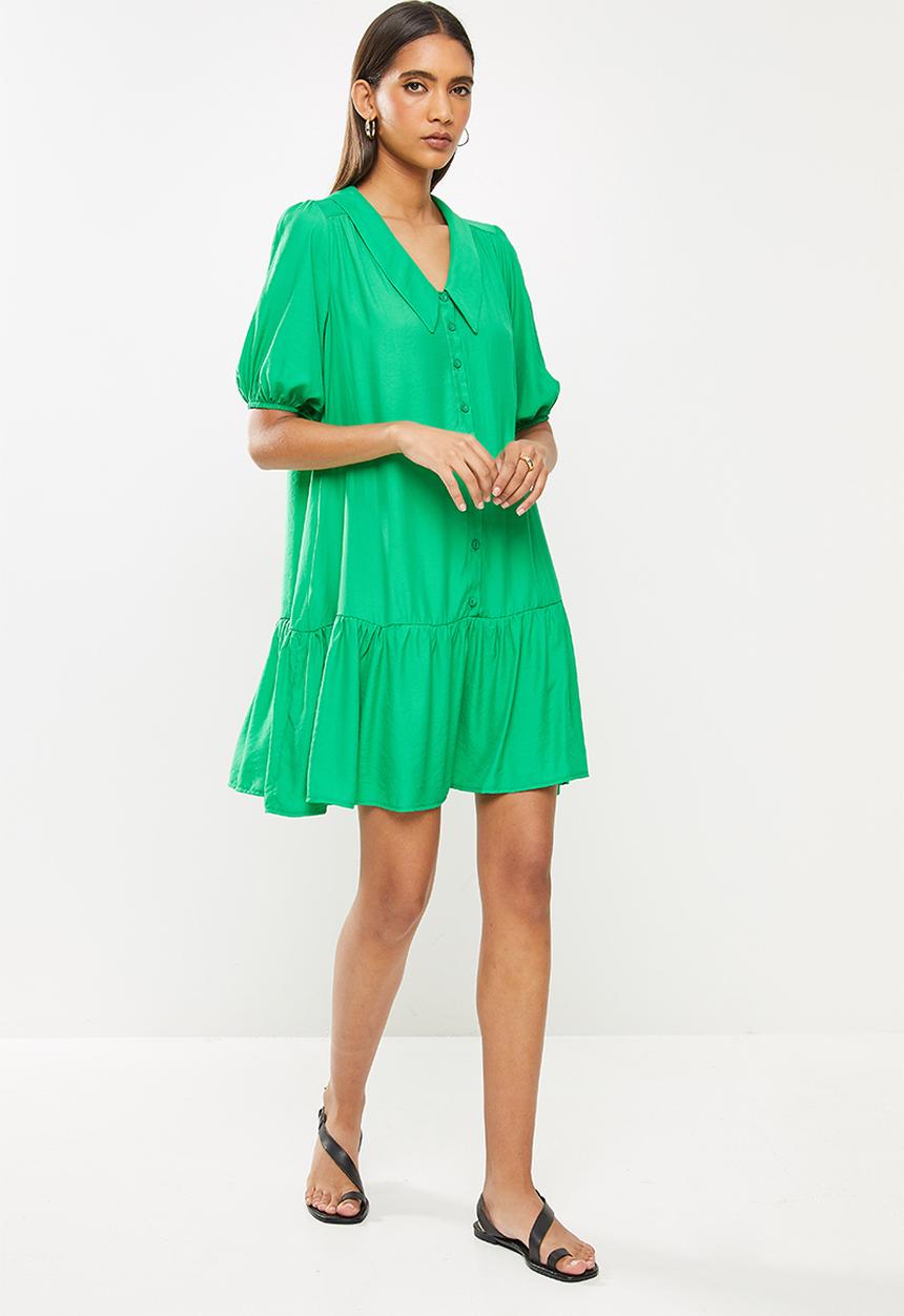 Me&B - Dropped waist shirtdress with drop collar - green