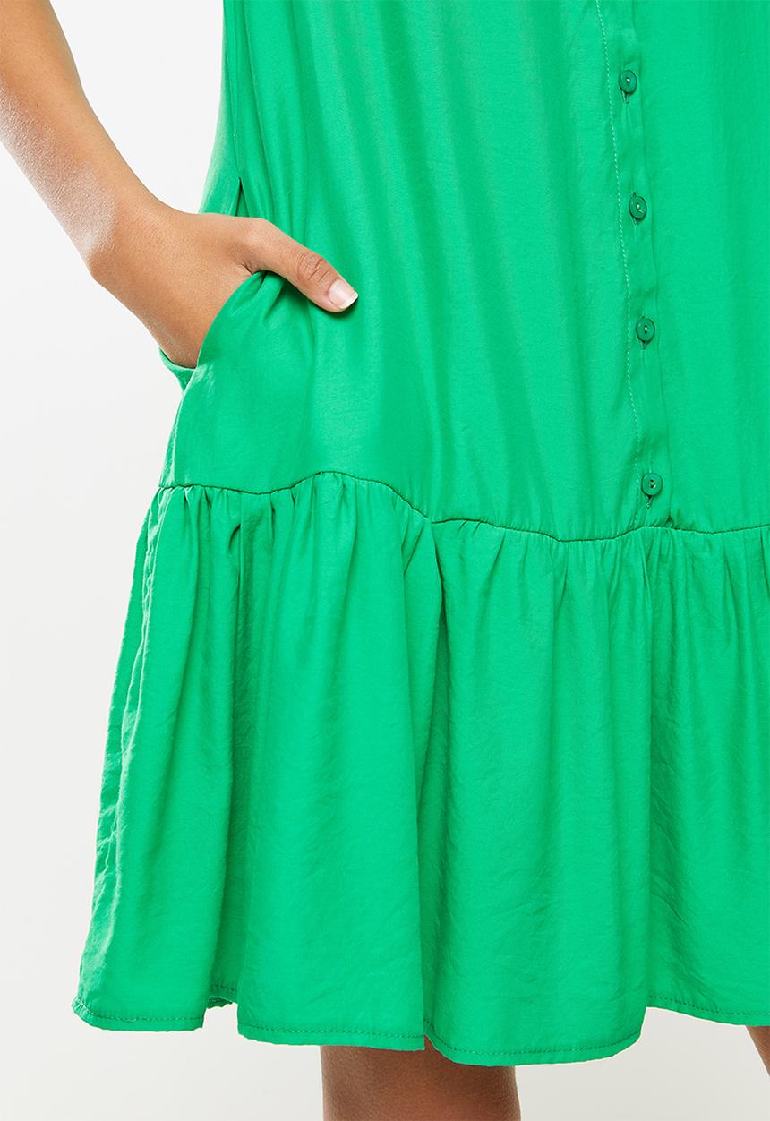 Me&B - Dropped waist shirtdress with drop collar - green
