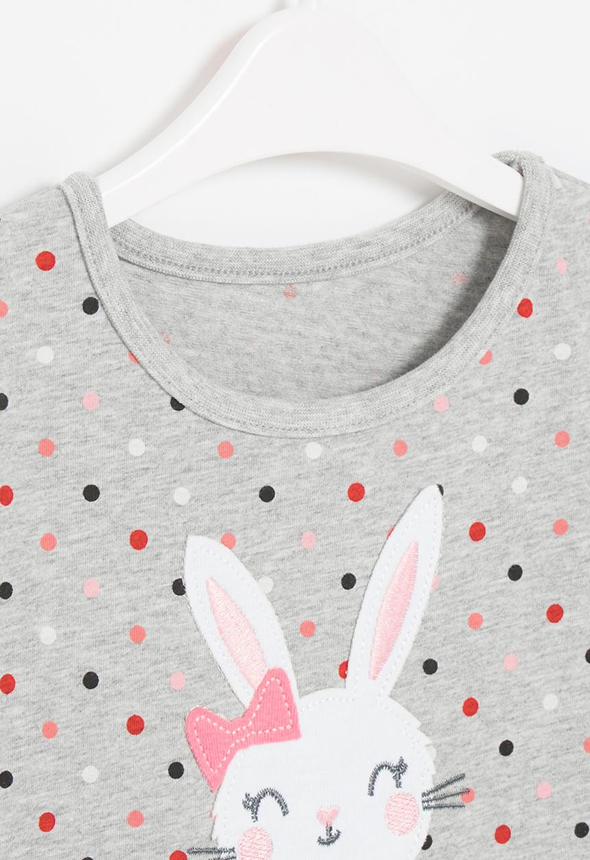 Pop Candy - Girls bunny polka dot dress - grey