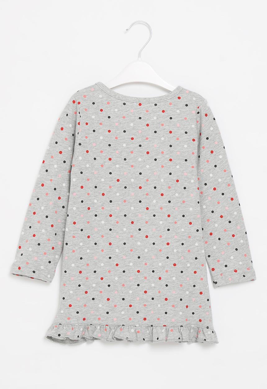 Pop Candy - Girls bunny polka dot dress - grey