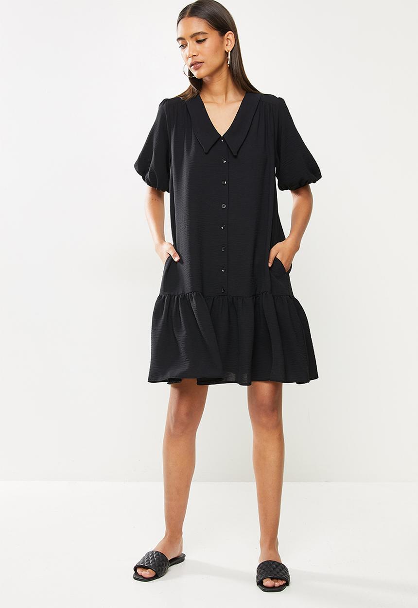 Me&B - Dropped waist shirtdress with drop collar - black