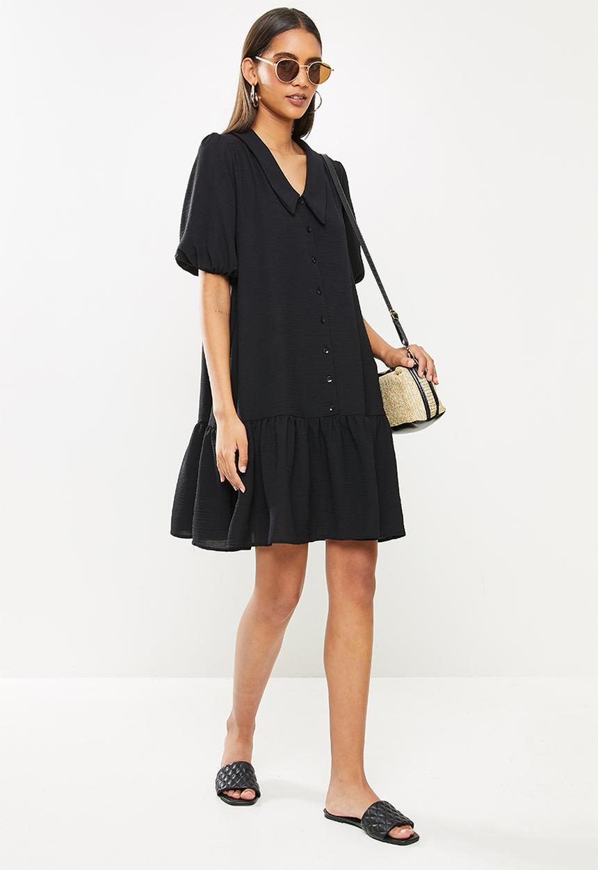 Me&B - Dropped waist shirtdress with drop collar - black