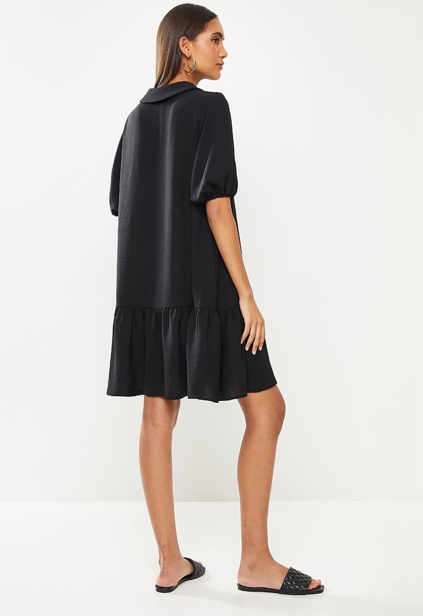 Me&B - Dropped waist shirtdress with drop collar - black