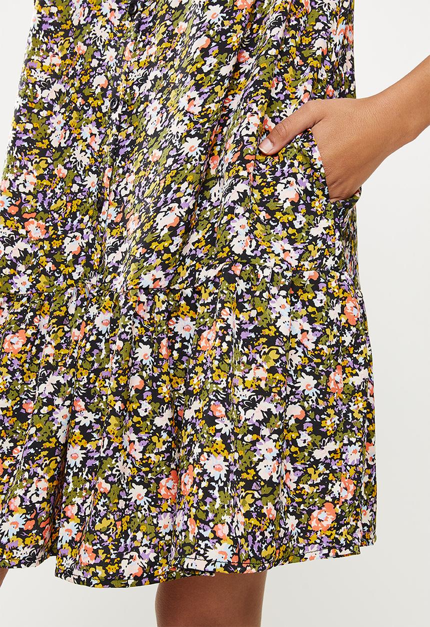 Me&B - Dropped waist shirtdress with drop collar - multi 