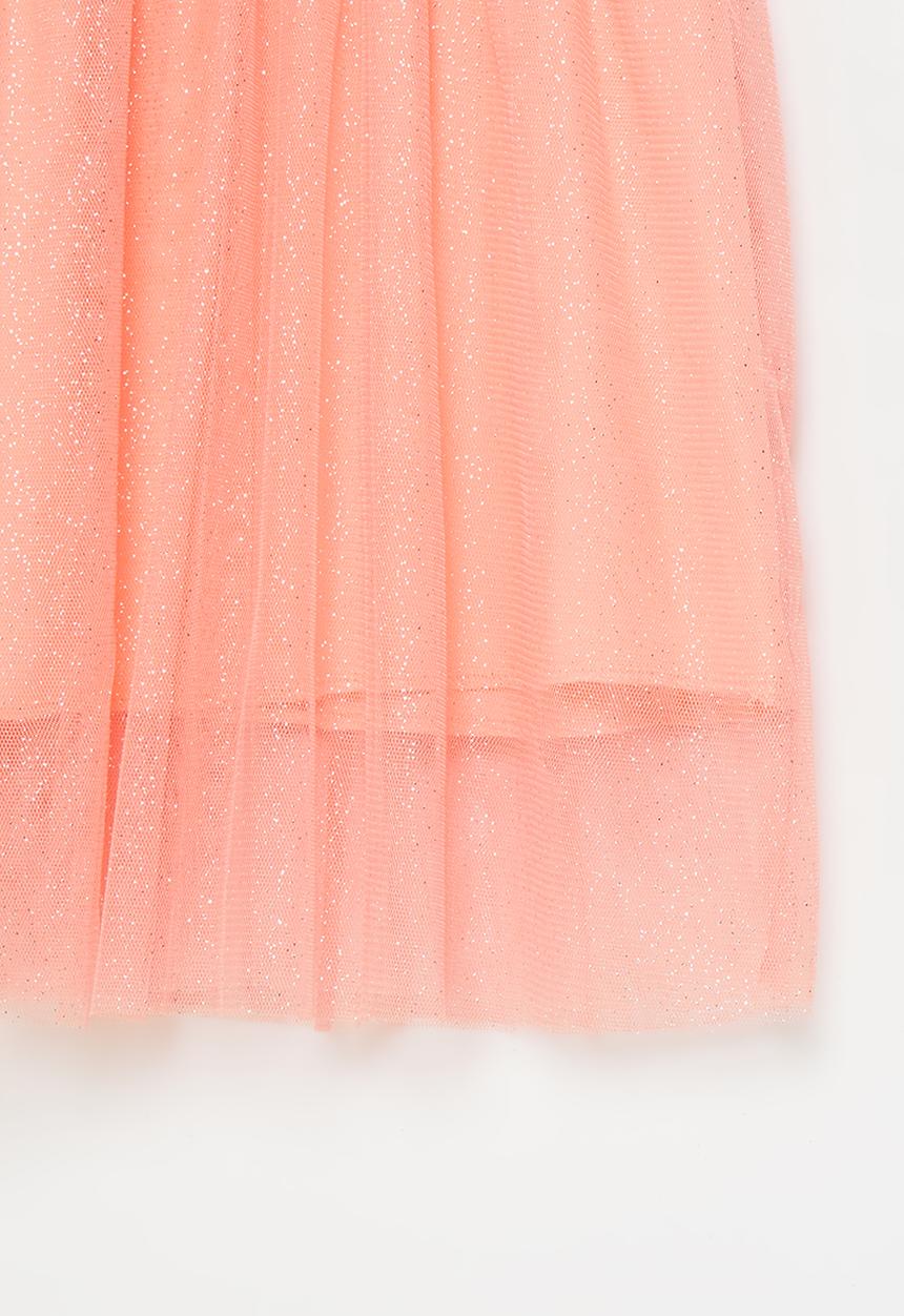 Pop Candy - Girls star mesh dress - white & pink