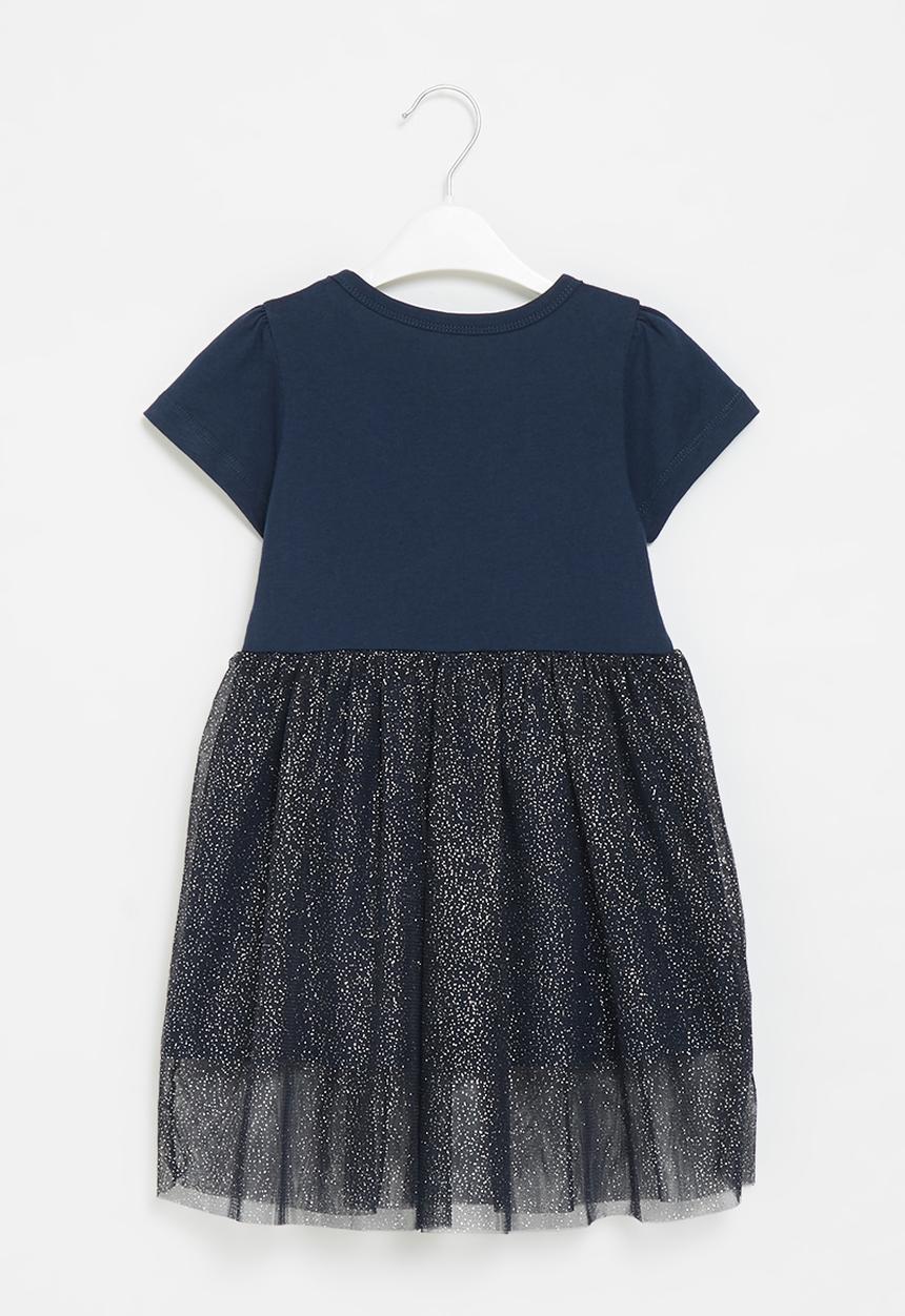 Pop Candy - Girls star mesh dress - navy