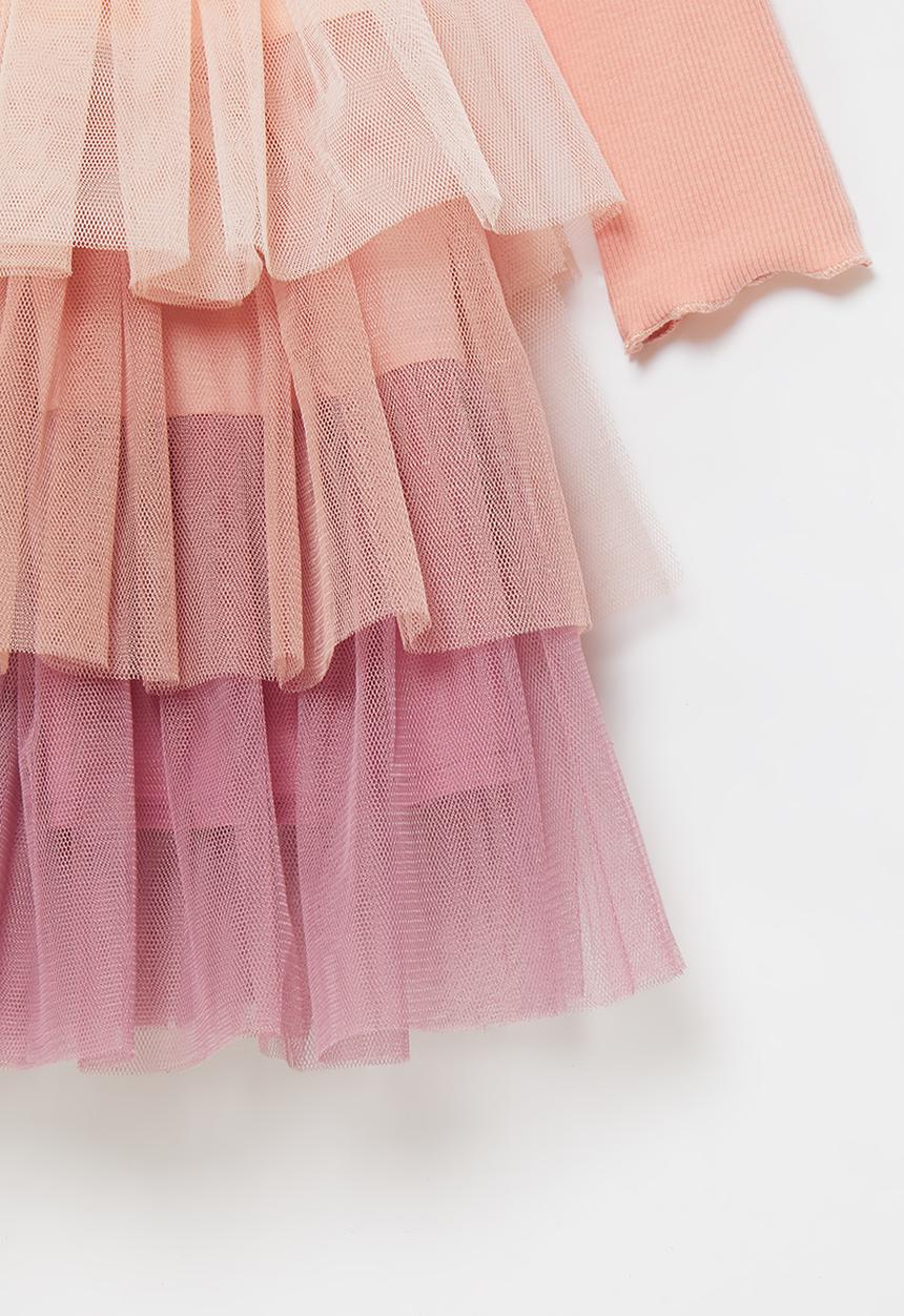 Pop Candy - Girls tiered mesh dress - pink
