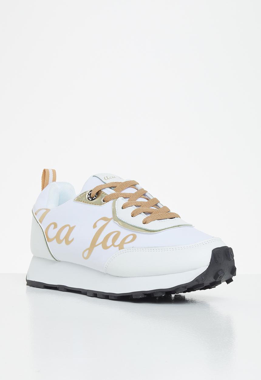 Aca Joe - Chunky logo sneaker - white & gold