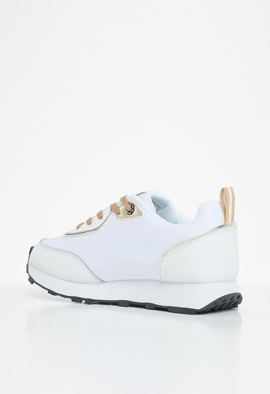 Aca Joe - Chunky logo sneaker - white & gold