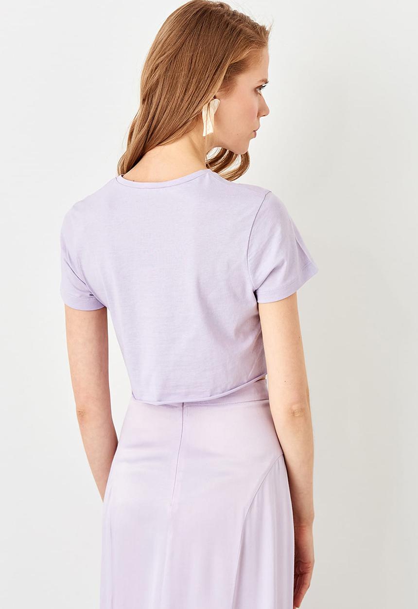 Trendyol - Printed knitted crop top T-shirt - lilac