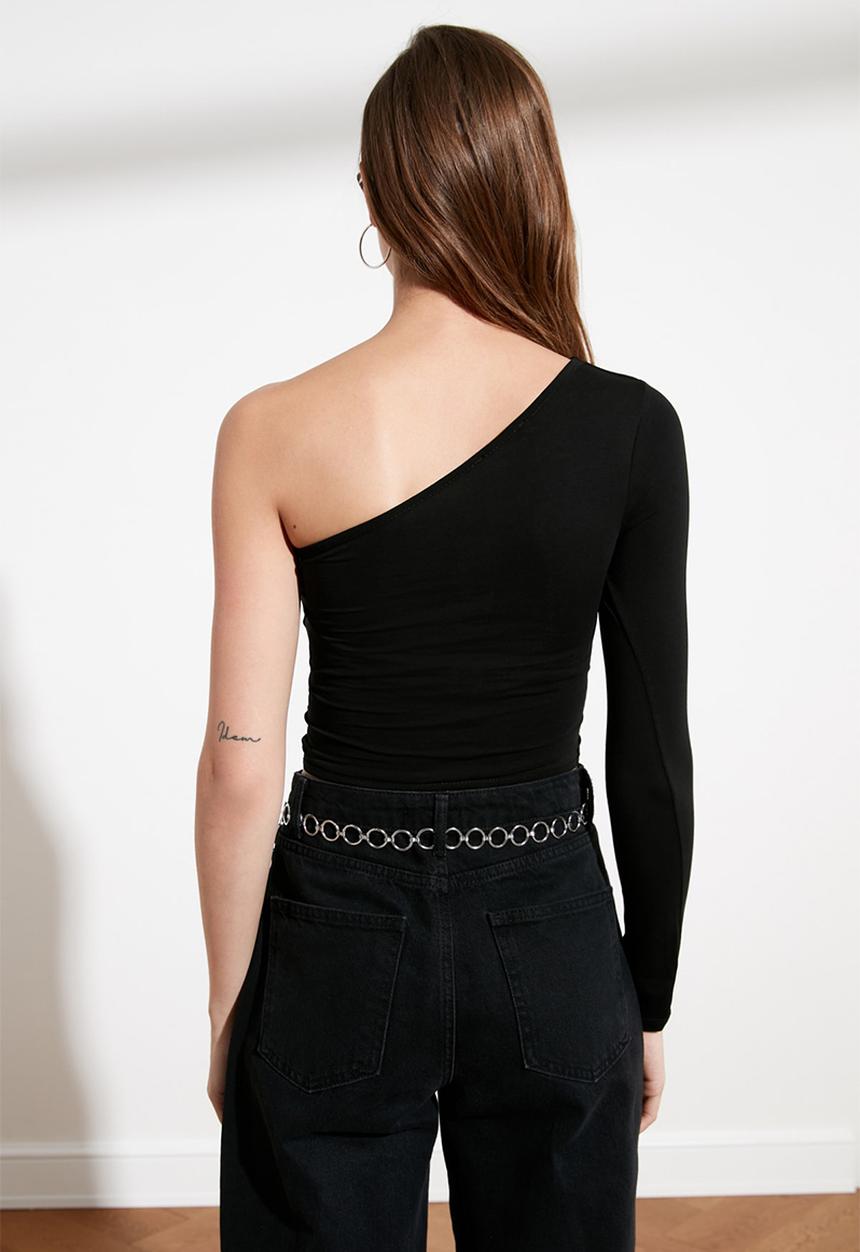 Trendyol - One shoulder knitted top - black