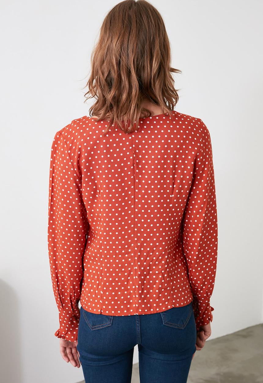 Trendyol - Polka dot blouse - brick