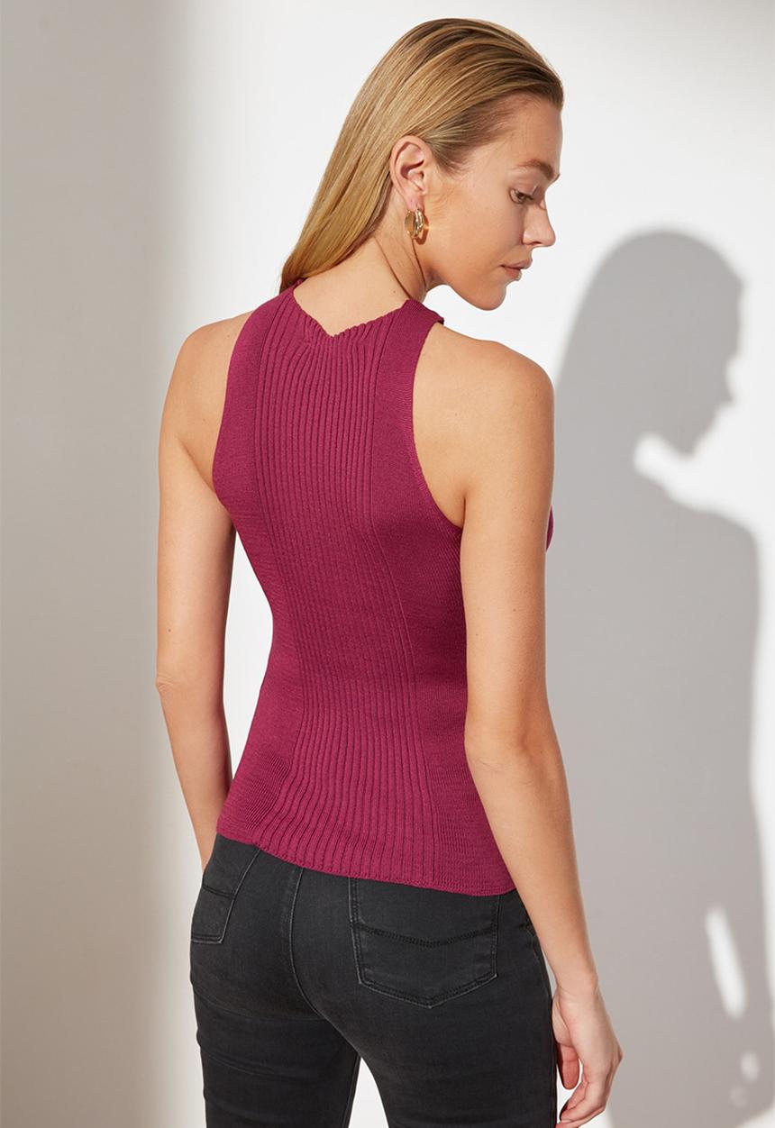 Trendyol - Collar detailed knitwear blouse - fuchsia