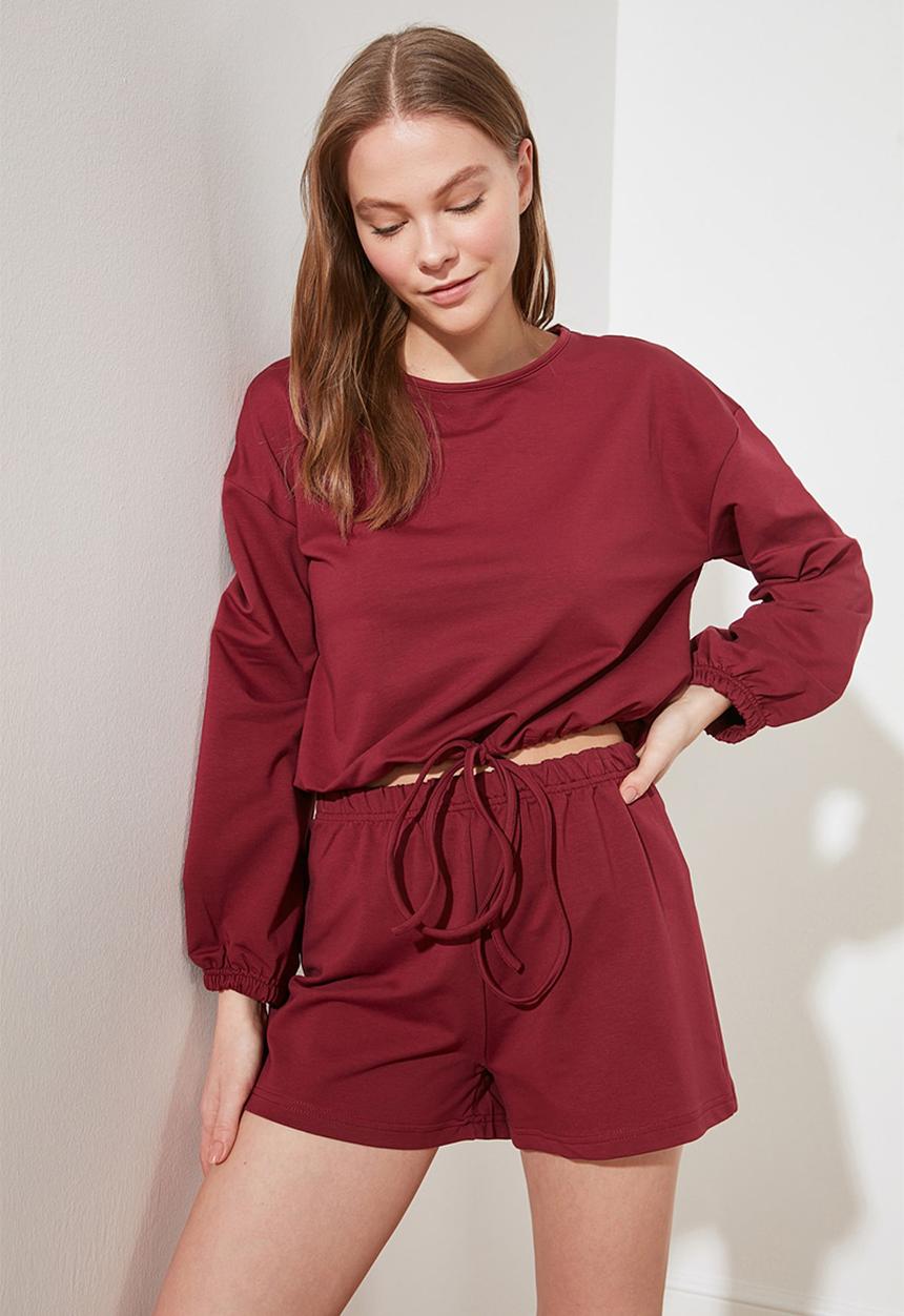 Trendyol - Knitted pajamas set - plum