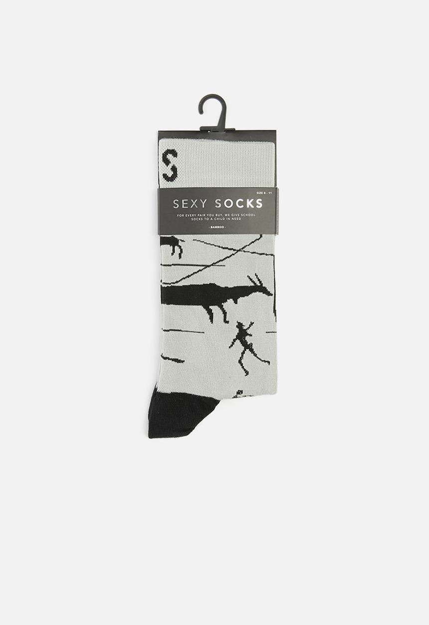 Sexy Socks - Rock paintings socks - grey & black 