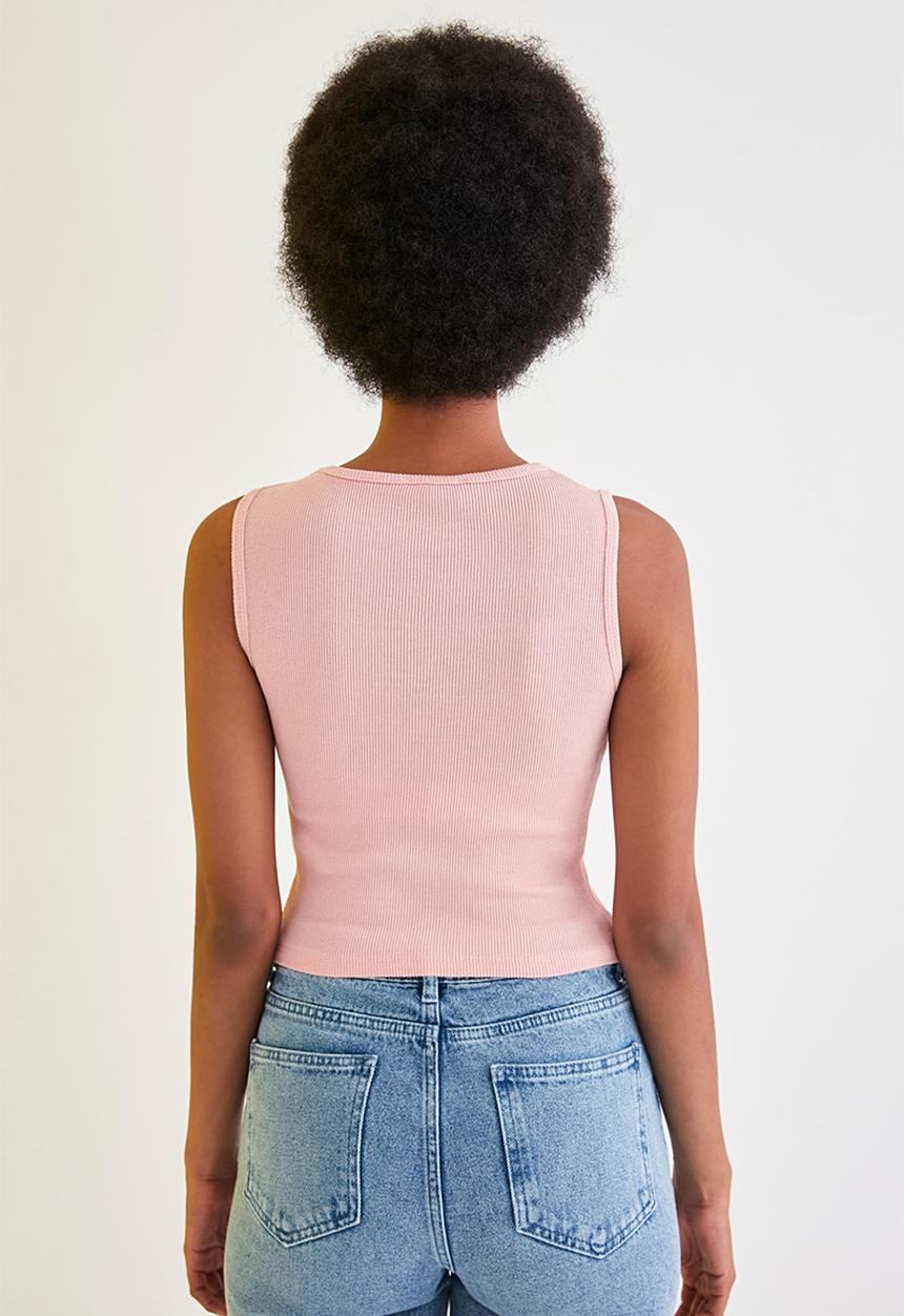 Trendyol - Pink cut out knitted blouse - pink