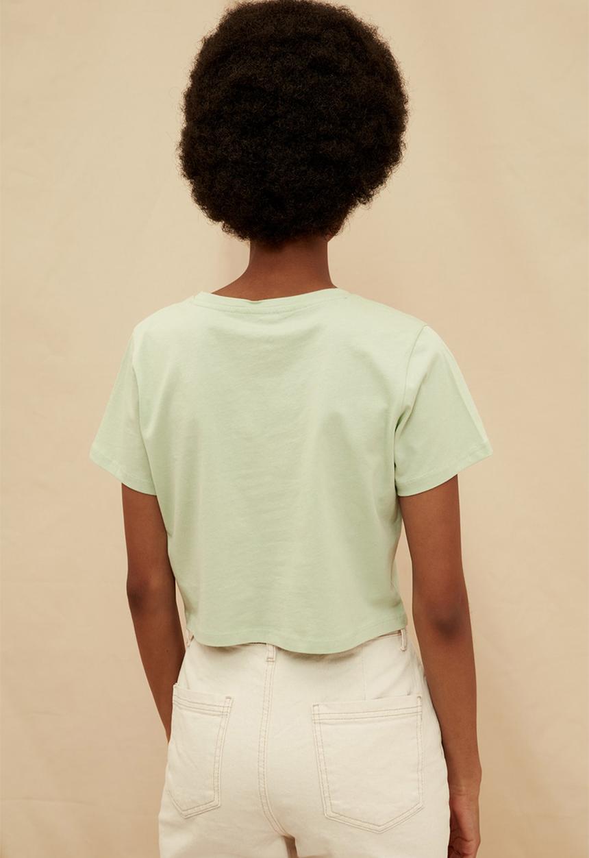 Trendyol - 100% organic cotton crop knitted t-shirt - mint