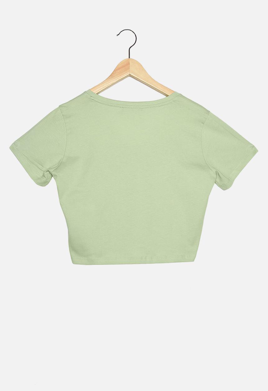 Trendyol - 100% organic cotton crop knitted t-shirt - mint