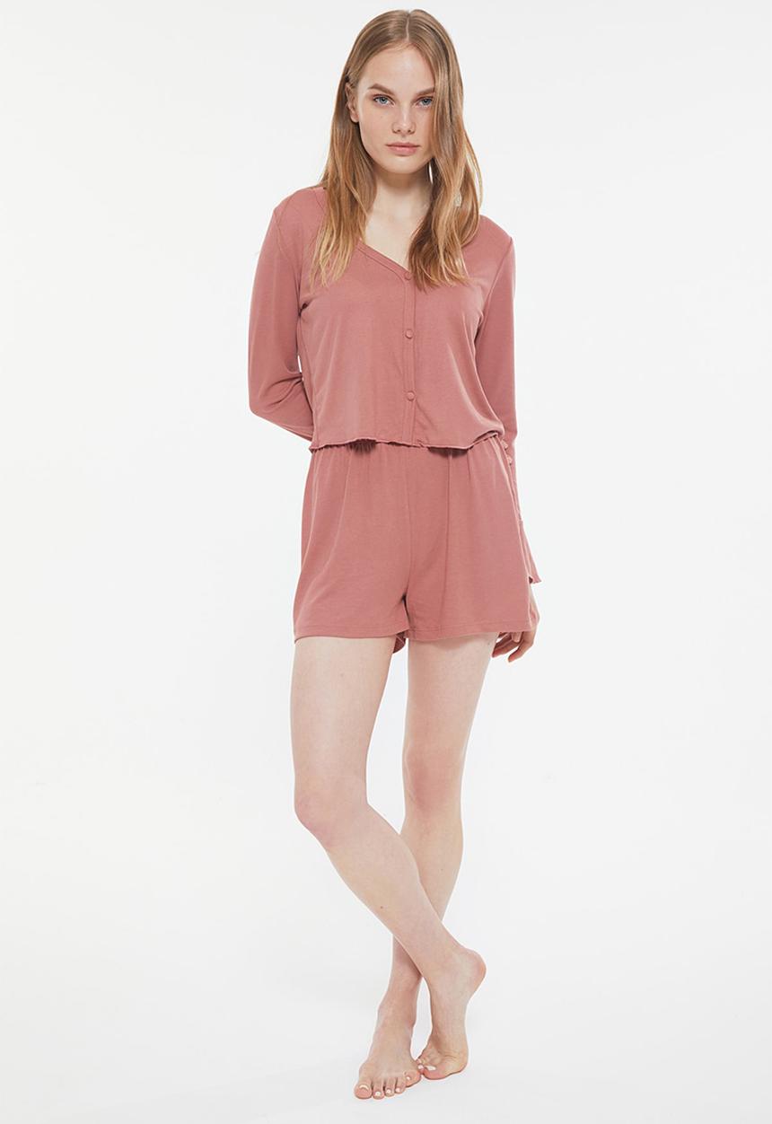 Trendyol - Knitted pajamas set - rose