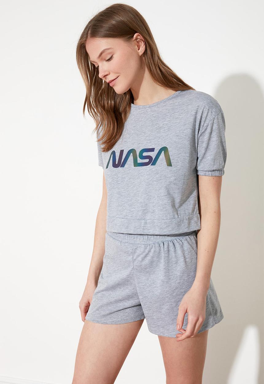 Trendyol - Nasa printed licensed knitted pajamas set - grey