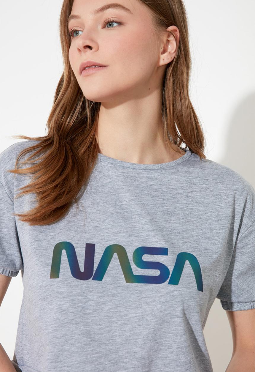 Trendyol - Nasa printed licensed knitted pajamas set - grey