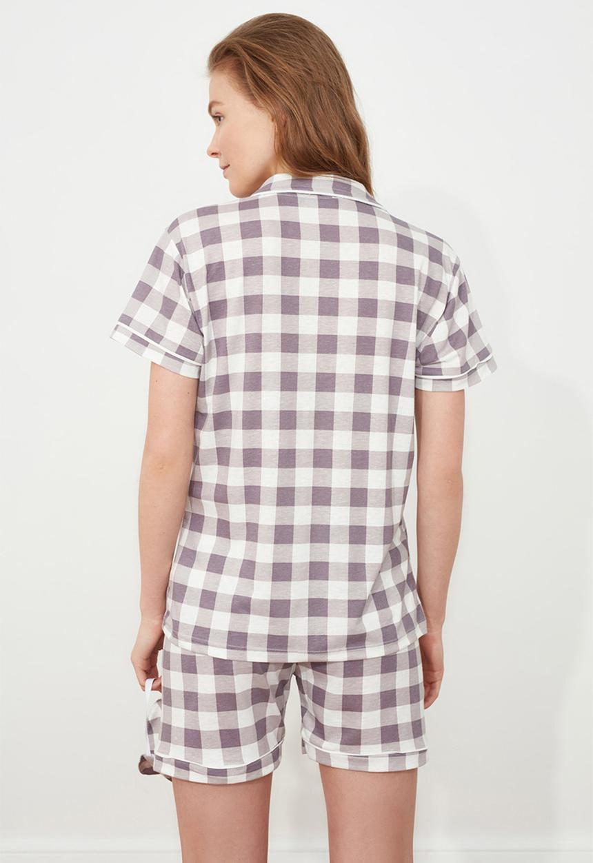 Trendyol - Plaid knitted pajamas set - mink