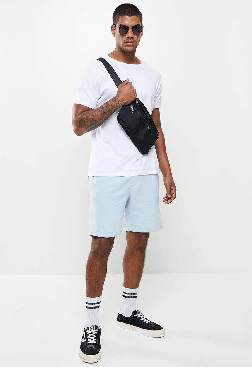 Brave Soul - Tarley summer fleece shorts - baby blue