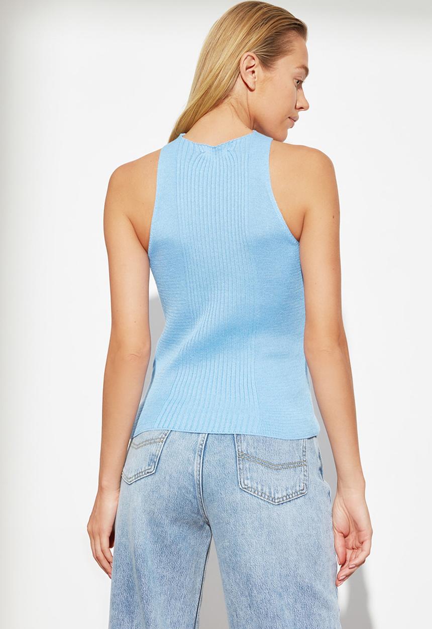 Trendyol - Collar detailed knitwear blouse - blue