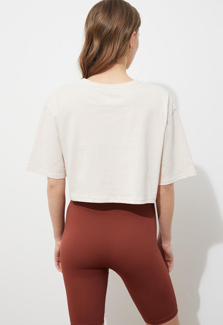 Trendyol - Loose knitted T-shirt - stone