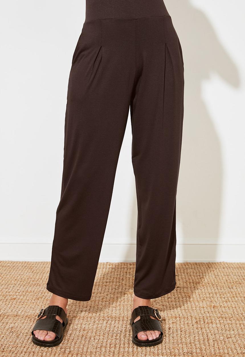 Trendyol - High waist pleated trousers - dark brown