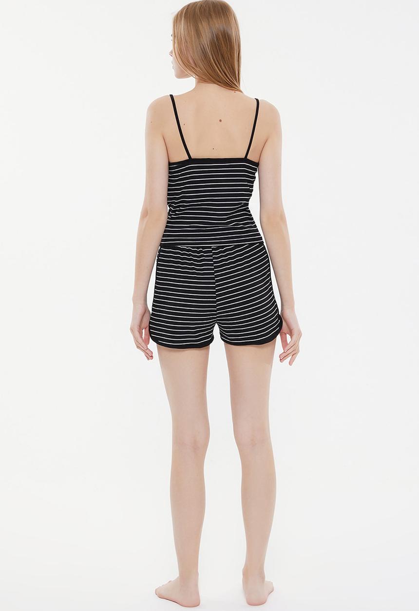 Trendyol - Striped knitted pajamas set - black