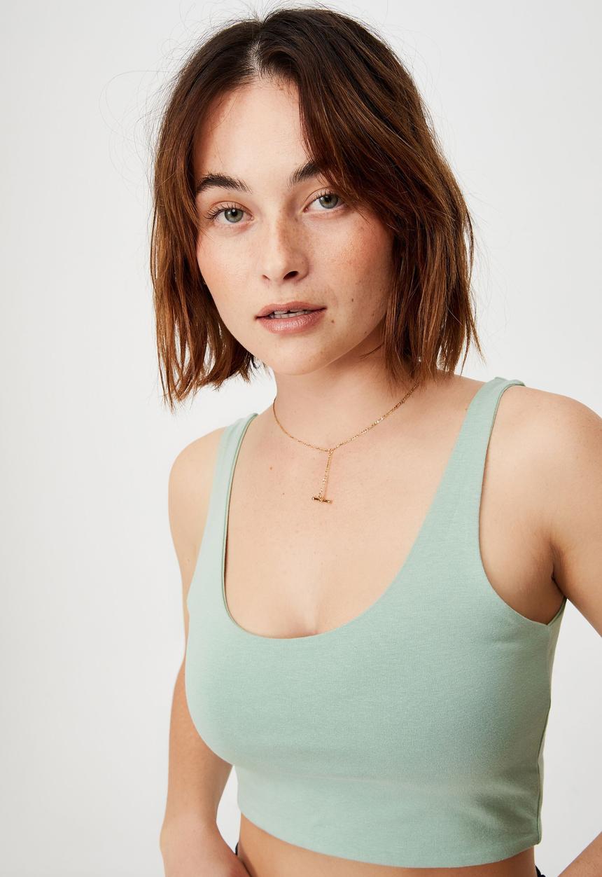 Cotton On - Ash crop tank - soft teal