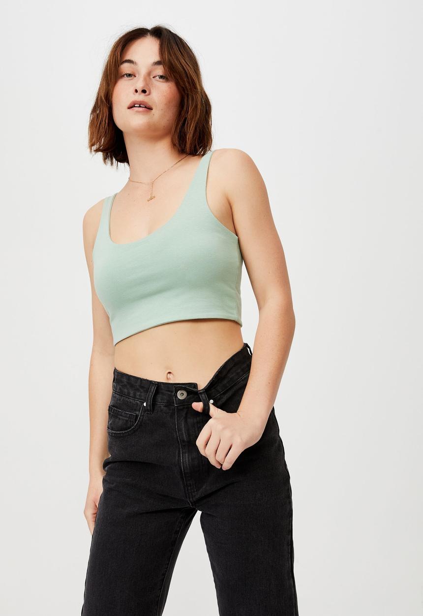 Cotton On - Ash crop tank - soft teal