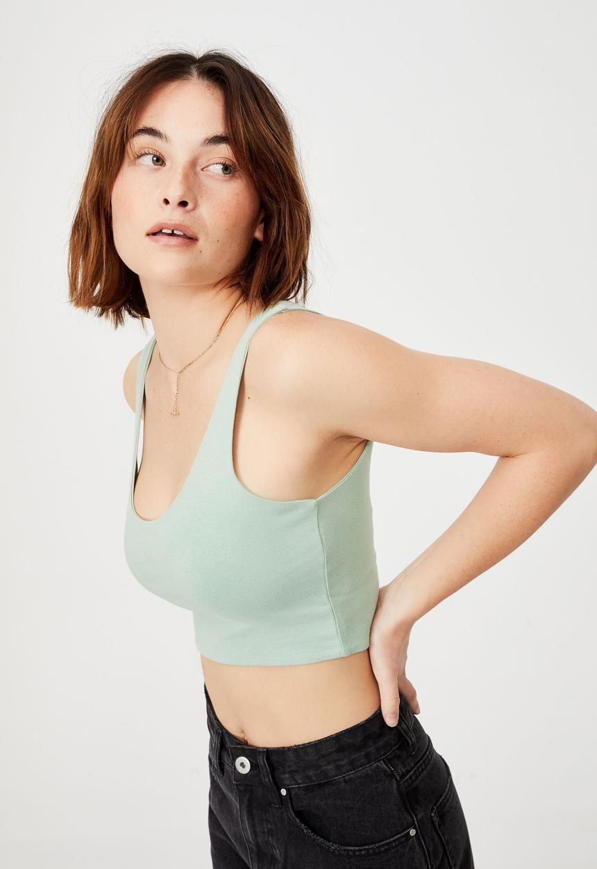 Cotton On - Ash crop tank - soft teal