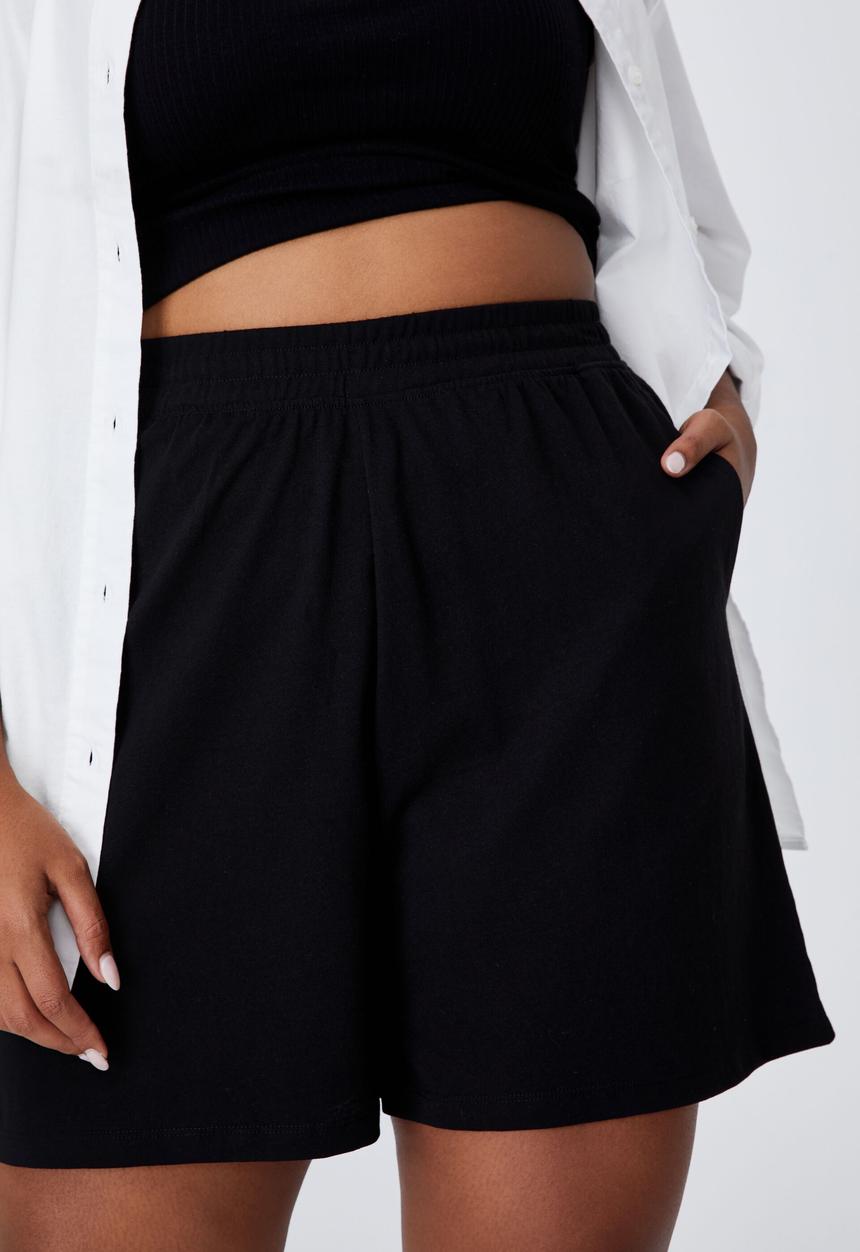 Cotton On - Curve courtside jersey short - black